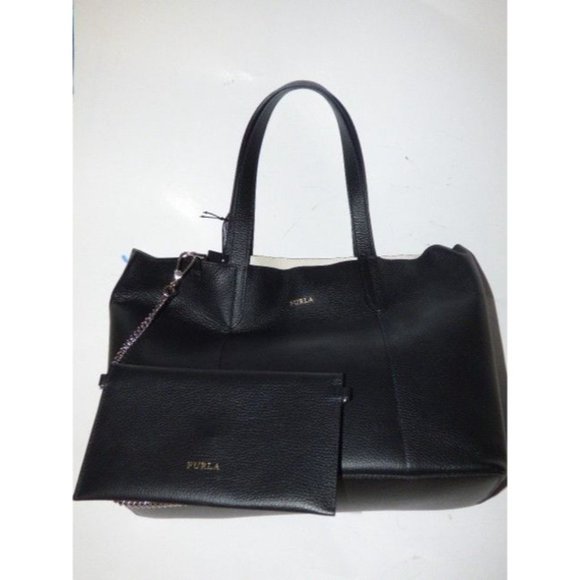 Furla New XL Black Leather Satchel w Matching Wallet - Picture 5 of 12